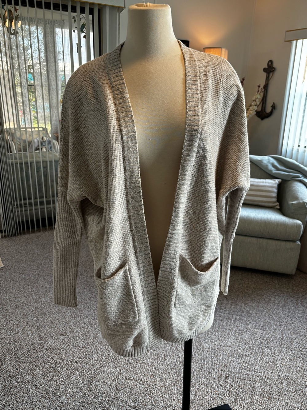 Express Open-Front Cardigan Sweater - Beige